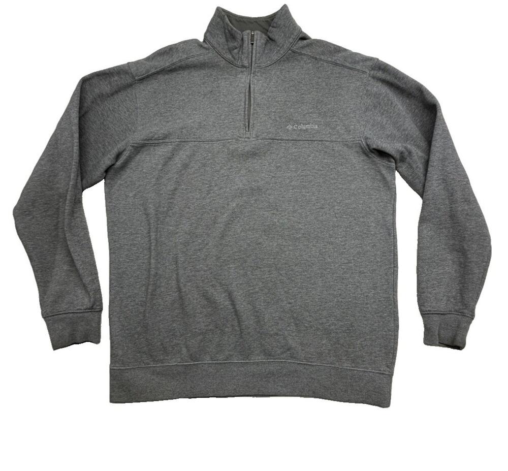 Columbia Mens Large Gray Pullover Sweatshirt Cotton Blend 1/4 Zip Gorpcore